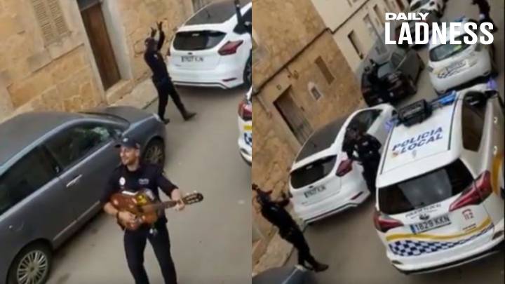 Spanish Police Play Songs In The Streets To Entertain People During Lockdown