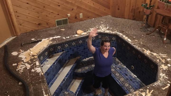 Couple Uncover Huge Hot Tub Under The Floor Of Their Home Office