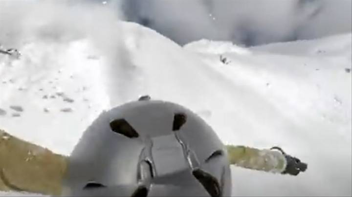 Huge Avalanche Chases Skier Down Mountain