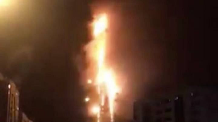 Massive Fire Tears Through Skyscraper In United Arab Emirates